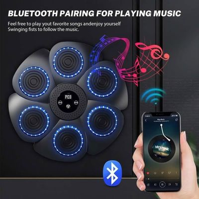 Machine De Boxe Murale LED Musicale ROCKY&CHAO Avec Bluetooth - Entraînement Réaction, Vitesse, Rythme - Gants Inclus - Pour La Maison, Fitness, Défouloir