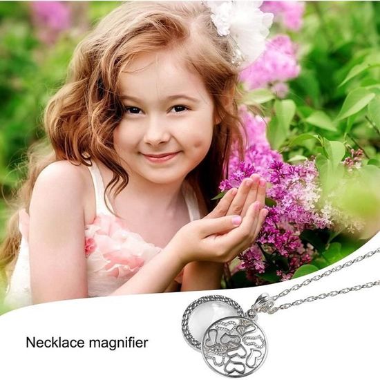 Collier Loupe Pendentif – Grossissement 3x, Chaîne Argentée, Léger, Pour Lecture Et Inspection - 6