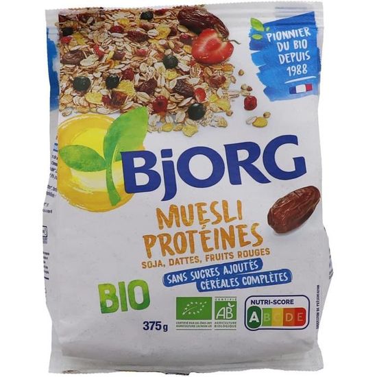 Céréales muesli protéines de soja Bio sans sucres ajoutés Bjorg - 375g