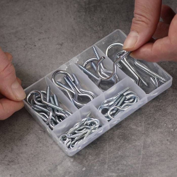 QUADRIOS | Lot De 55 Vis à Crochet Robustes Avec Filetage En Acier