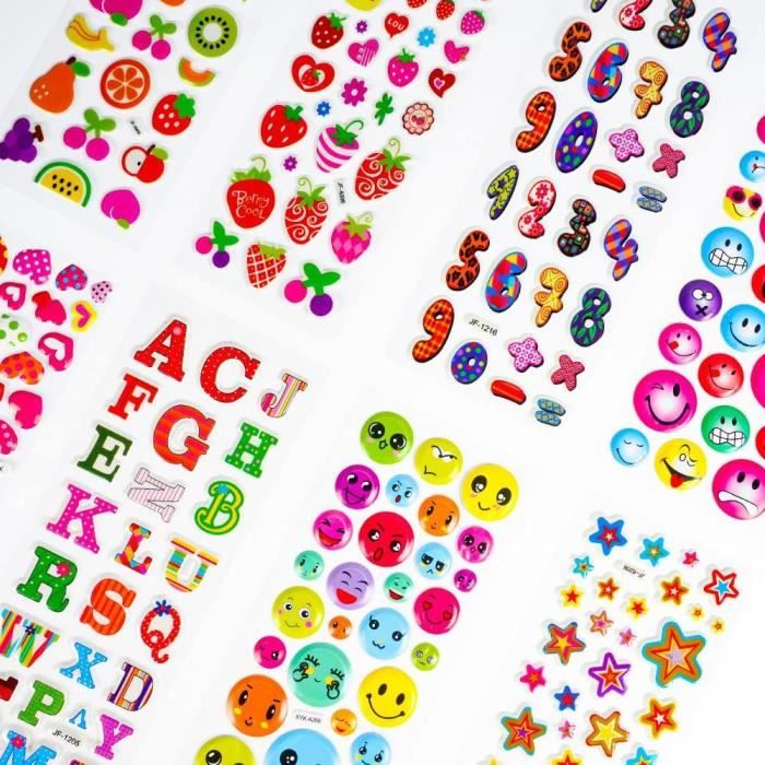 Sticker Enfant Autocollants Pour Enfants,10 Feuilles 3D Gommettes