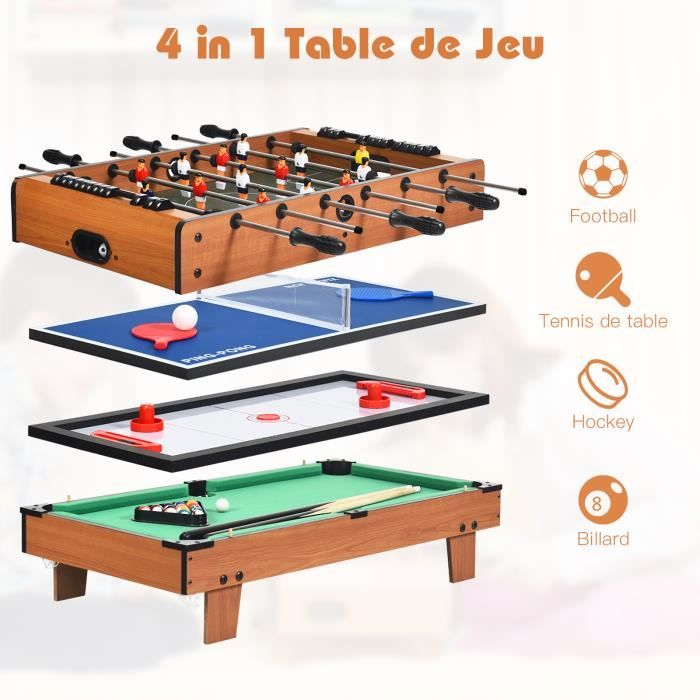 GOLDGE Football De Table Billard En Bois Avec Pieds - Jouet Pour Enfants 50,5 X 24,5 X 15 Cm
