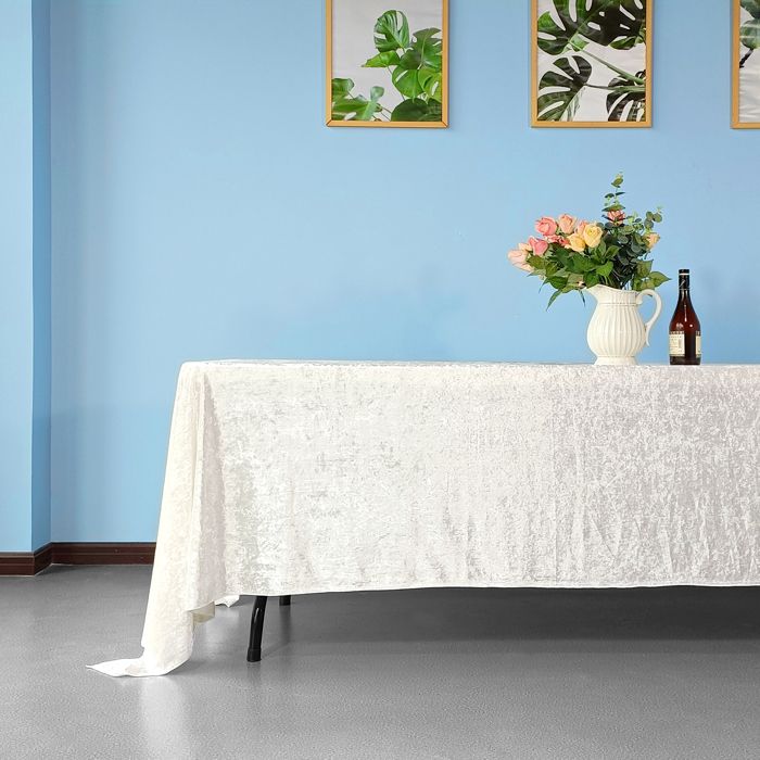 Rectangle Polyester Table Housse Tissu Blanc Ivoire Noir Fête Nappe Mariage