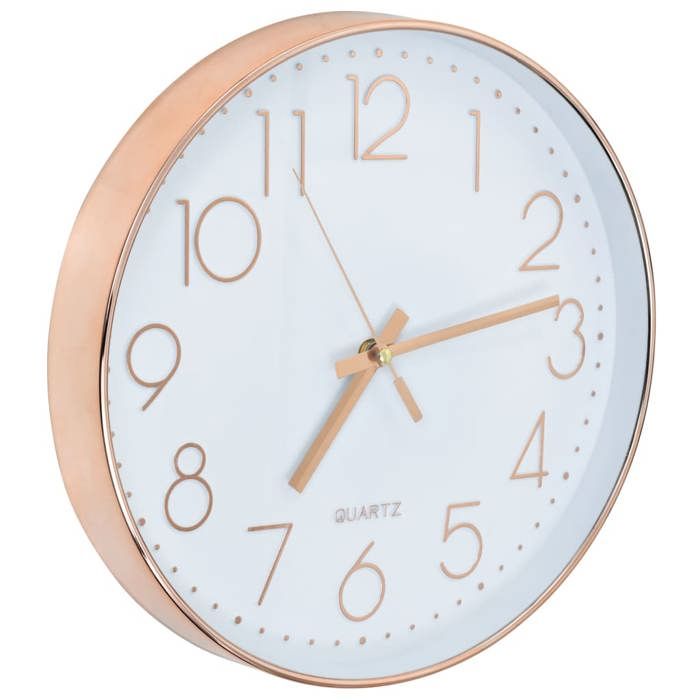 Pendule murale en bois Marron clair et verre D 38 cm - Atmosphera