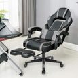 Racing Chaise de Bureau Chaise Gaming - Fauteuil Gamer avec Repose-Pied Pliable -Chaise Siège Gaming - GRIS - Intimate WM Heart-3