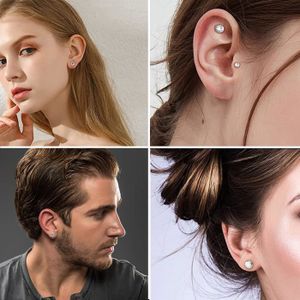 Boucles D'oreilles Magnétiques Strass - Paire, Fermoir Aimant, 6 Mm, Clair, Argenté