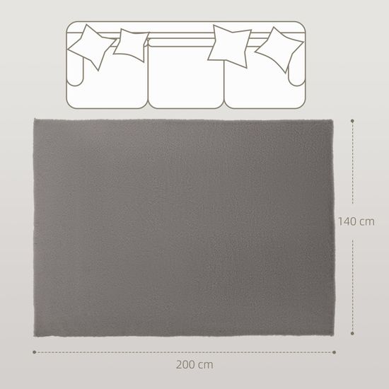 HOMCOM Tapis Salon 200 X 140 Cm Tapis à Poils Longs, Lavable En Machine