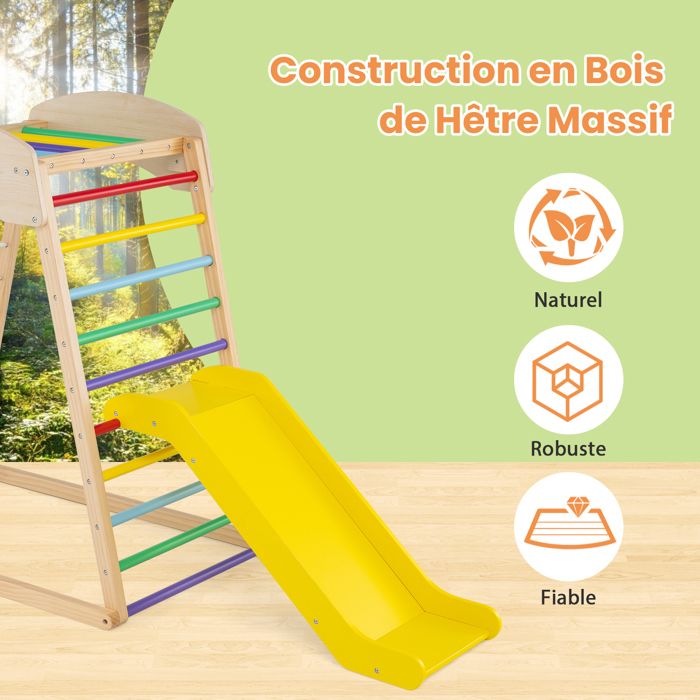 Aire de jeu pour enfant avec toboggan et mur escalade - Ciel & terre