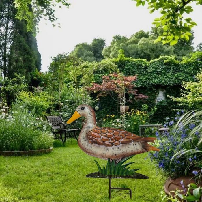 Canard Fer Jardin Piquet Patio Décor Ornement Statue Jardinage Art