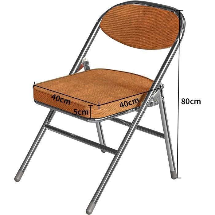 PIPIPOXER Lot de 4 chaises pliantes en velours côtelé - sièges rembourrés épais - Orage - 47x44x79cm
