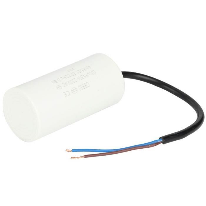 Condensateur Moteur CBB60 100µF 450V - Pour Démarrage De Moteurs Monophasés, Avec Câble De 18 Cm