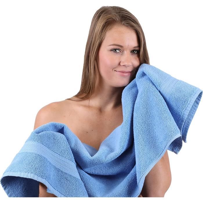 Set Serviettes De Bain 4 Pièces - 1 Grande Serviette, 1 Serviette Visage Et 2 Gants De Toilette - 100% Coton épais 600 GSM - Certifié OEKO-TEX