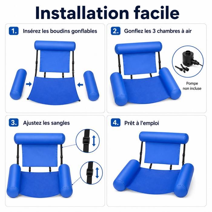 BOUEE,Type 2--Hamac à eau pour piscine, plage, piscine, cadre, coussin de couchage flottant
