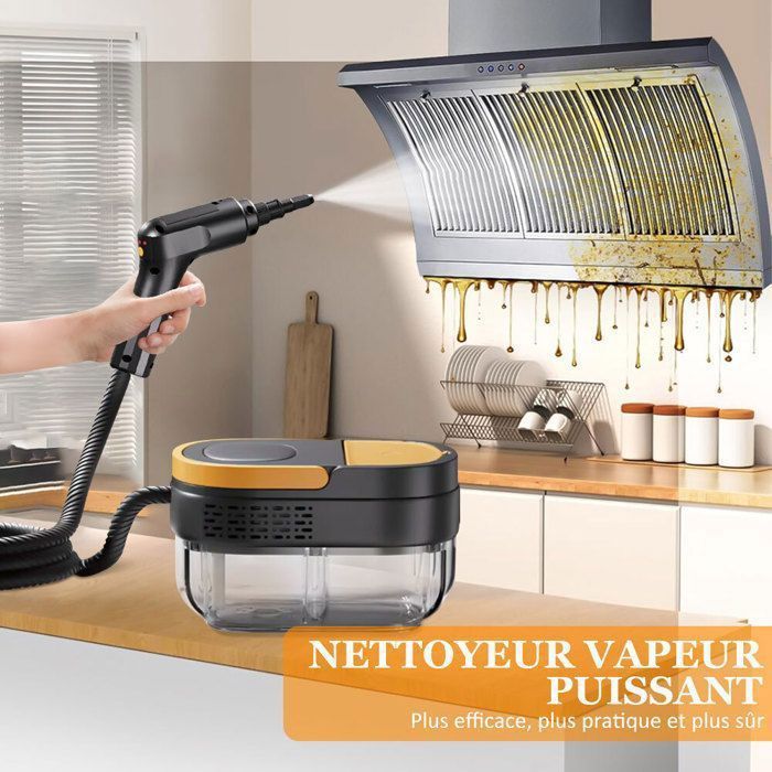 Nettoyeur vapeur portatif polyvalent de 1050 W avec 3 bars de pression, nettoyeur vapeur