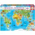 Puzzle Enfant - Carte Du Monde Des monuments : Collection Histoire Et GeoGraphie - Mappemonde - 150 Pieces - Jeu  Educatifs-0