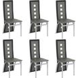 Ensemble de 6 chaises de salle à manger modernes JEOBEST - Dossier haut - Siège en PU gris/noir-0