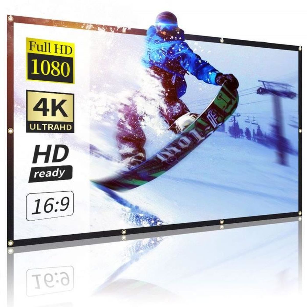Écran De Projection Portable 120 Pouces - Format 16:9 - Tissu Polyester HD - Pour Intérieur Et Extérieur - Home Cinéma, Camping