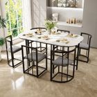 NALOOKAMIC Ensemble Table à Manger (140x80cm) avec 6 Chaises - Table et Chaises - Chaises avec Dossiers+Coussins Gris - Style Moderne - Noir