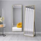 WeValley 137 x 37 cm Miroir sur Pied, Alliage d'Aluminium avec Cadre-Beige, Miroirs muraux, Miroir Autoportant, Miroir de Sol