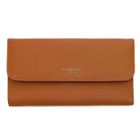 Porte Chéquier Portefeuille Tout En Un À Rabat Femme-pur Saffiano - Camel - Flora Co Paris