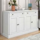 MODERNLUXE Buffet avec 4 portes et 2 tiroirs, moderne pour salle à manger et salon, 150 x 86 x 40 cm - Blanc antique