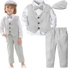 MINTGREEN Costume Bébé Garçon Mariage 4pcs Vêtements Tenue de Smoking Formel Gris Clair