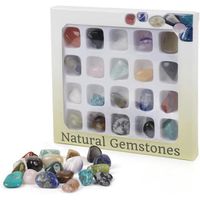 Collection de 20 pierres précieuses naturelles pour enfants - Fossiles - Blanc