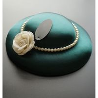  Chapeau de Femme Fille Dentelle Fleurs et Perles Elégant Béret Bandeau Bonnet Britannique Rétro pour Cérémonie Soirée, Vert