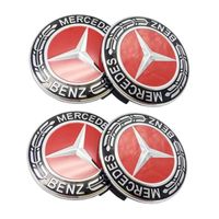 75 mm Couvercle de Capuchons de moyeu de Roue emblème pour Mercedes Benz/AMG - Lot de 4 (Rouge (épis de blé))
