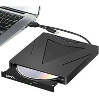 Lecteur DVD CD Externe, USB 3.0 et Type-C Portable CD DVD +/- RW Graveur Lecteur Externe pour PC Portable Ordinateur de Bureau MacBo