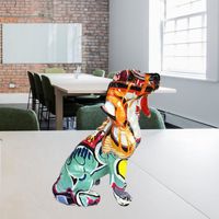 Graffiti coloré chien Figurine Animal Sculpture Statue bureau résine artisanat maison bureau décoration cadeaux 10,5x7,5x15cm