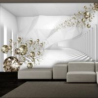 Papier peint Abstractions Diamond Corridor (Grey) 350x245 cm - Papier peint panoramique - Intissé
