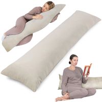 Coussin pour dormeur latéral avec housse Velours 40 x 145 cm - Coussin de confort Beige