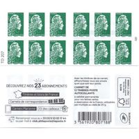 Carnet de 12 timbres LETTRE VERTE autocollants La Poste 20 grammes - validité permanente - marianne ou autre A177