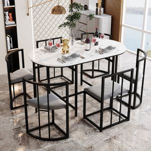 TABLE À MANGER COMPLÈTE Ensemble Table à Manger (140x80cm) avec 6 Chaises 