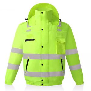 GILET Gilet,Veste de travail à capuche haute visibilité pour hommes,vêtements de travail,manteau de sécurité - Jacket[A717]