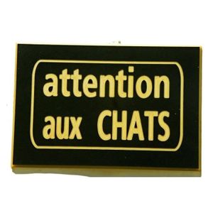 Plaque Métallique 'Attention Chat' 20 Cm - Neuf, Pour Porte Ou Jardin, Fabrication Française