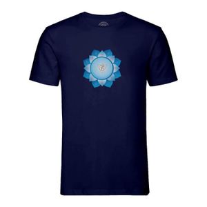 T-SHIRT T-shirt Homme Col Rond Bleu Mandala Lotus Bleu Med