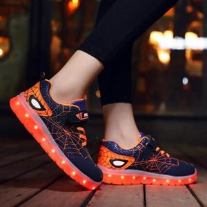 BASKET Chaussures de Lumineuse Enfants baskets Garçon USB Charge LED lumiere Chaussures de sport - Bleu orange