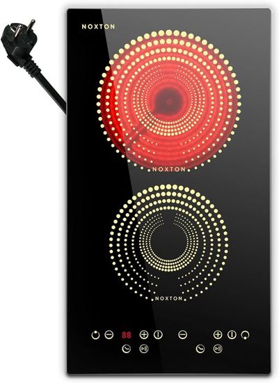 Plaque Vitrocéramique 2 Foyers 3000W - Tactile - 9 Niveaux - Minuterie - Verrou Enfant - Encastrable Ou Portable - 9