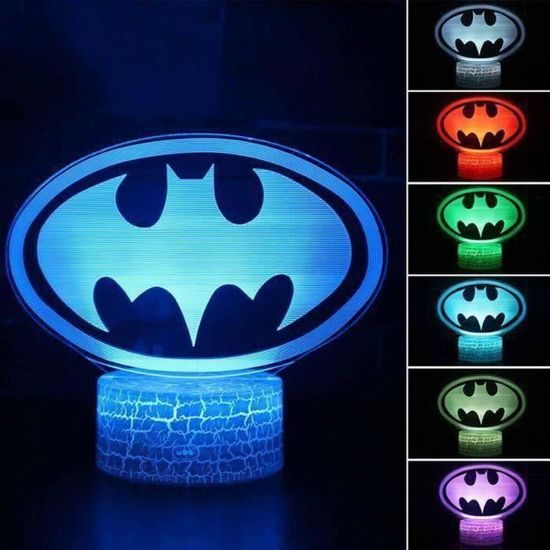 3D Batman Logo Lampe Marvel Superhéros Veilleuse LED 7 Couleurs Télécommande Touch Chambre Décoration Lampe de Table Enfant ED7571