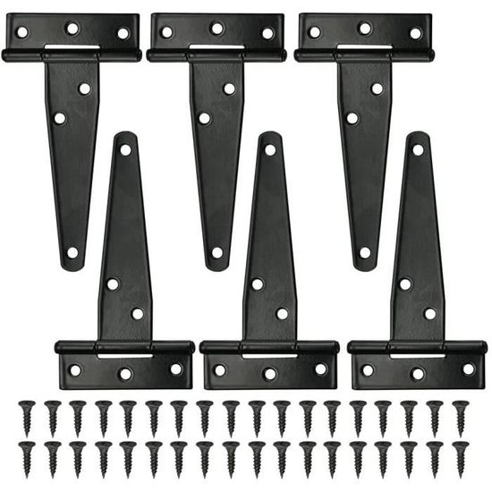 2 Pièces Charnière En T Robuste Noirs Charnières De Portes En Bois Ou Portes Metalliques Fer Antirouille Charnieres 6 Pouces 93698072