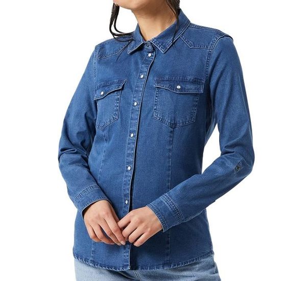 Chemise en Jean Femme Only Onlrockit Bleu Cdiscount Pret a Porter
