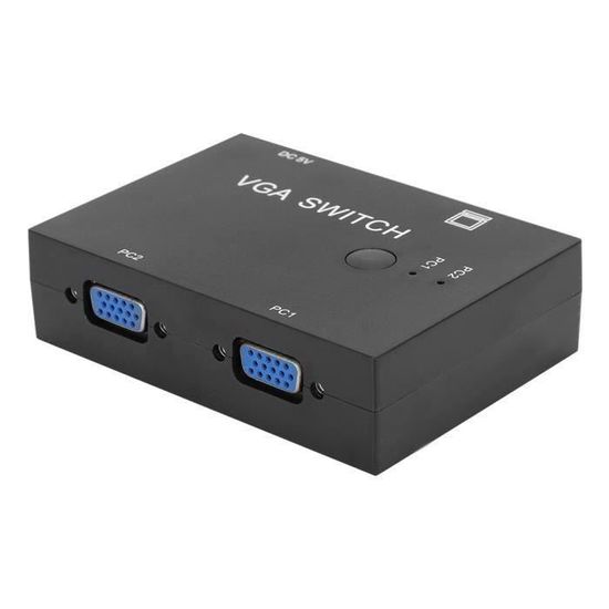 Commutateur VGA 2 Ports | Partage 2 PC Sur 1 écran Ou 2 écrans Sur 1 PC | Boîtier Métal Blindé