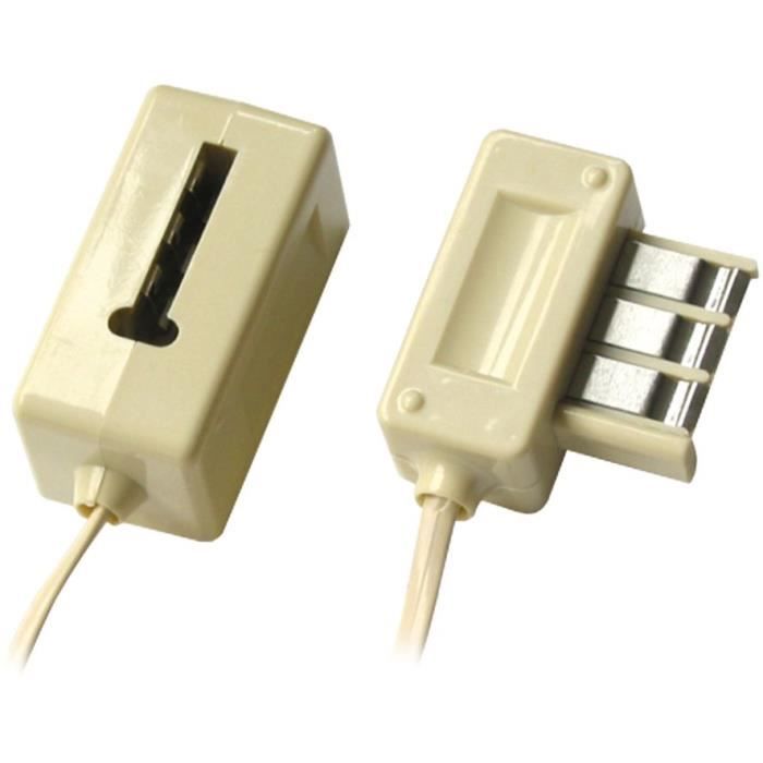 APM Rallonge Téléphone Gigogne/8 Plots - Mâle/Femelle - Blanc - 10m