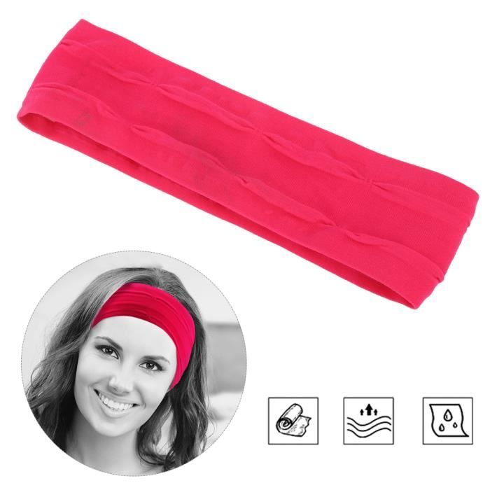 Bandeaux Élastiques de Sport Bandes Anti-Transpiration Bandeaux pour Yoga Course Fitness Accessoires de Gym(Rose rouge )-FAS