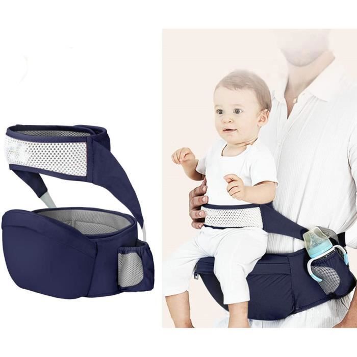 Porte bébé Ventral,Ergonomique Tabouret Siège de Hanche avec Protection de Ceinture de Sécurité de 6 à 36 Mois (bleu)
