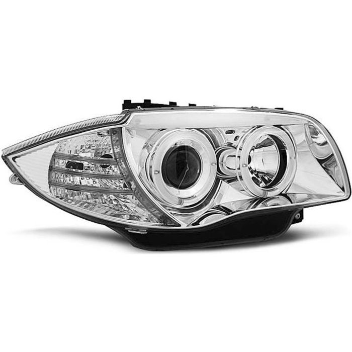 Paire de feux phares BMW serie 1 E87 / E81 04-11 angel eyes chrome
