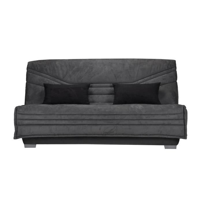 Banquette-lit clic-clac 130cm mousse 30kg uni anthracite