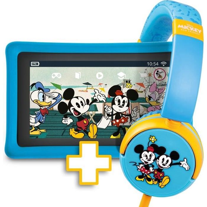 Disney Bundle - Kids Tablet 7″ & casque - tablette pour enfants Mickey et ses amis avec coque de protection , contrôle parental
